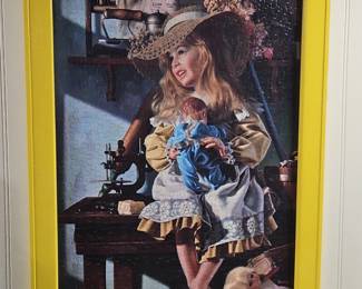 Bob Byerley Girl with Doll Framed Art
