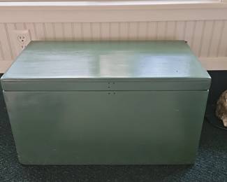 Vintage Green Wooden Storage Box