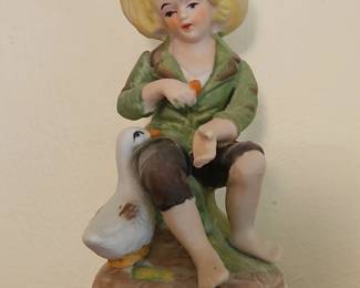Boy with Goose Figurine