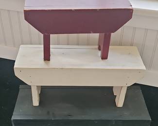 Set of Primitive Painted Wooden Stools