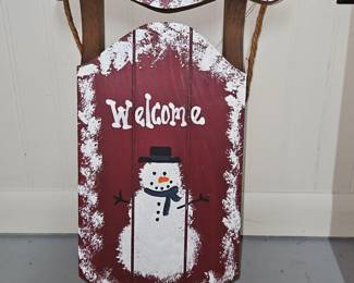 Snowman Welcome Decorative Sled