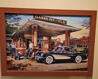 Dan Hatala Gas Station Scene Framed Print