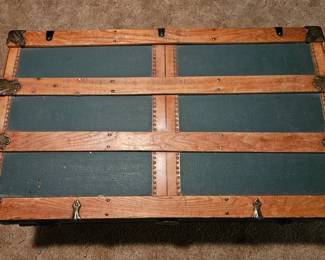 Antique Teal Steamer Trunk second image