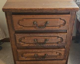 Oak Nightstand with Carved Drawer Fronts