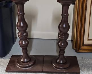 Pottery Barn Turned Wood Candle Holders Pair