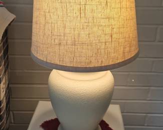 White Textured Ceramic Urn Table Lamps, set of second image