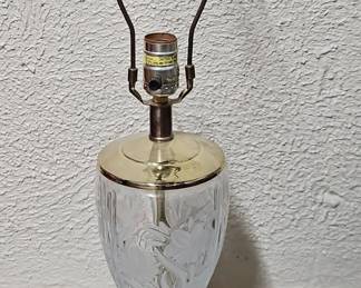 Etched floral glass table lamp
