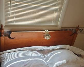 Wooden Headboard with Lamp