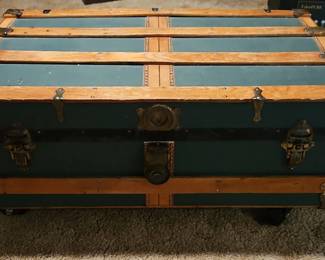 Antique Teal Steamer Trunk