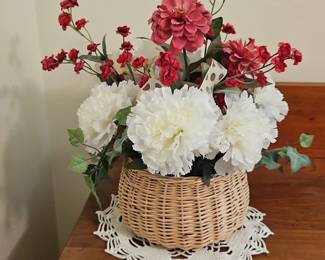 Artificial Carnation and Dahlia Basket