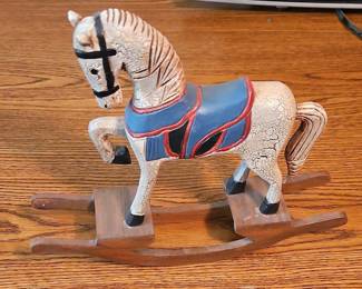Folk Art Rocking Horse Figurine