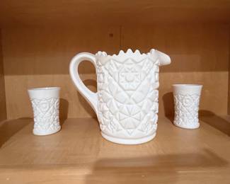 milk class  set picture and four glasses