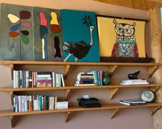 Bianca Youngers acrylic on canvas ostrich and owl