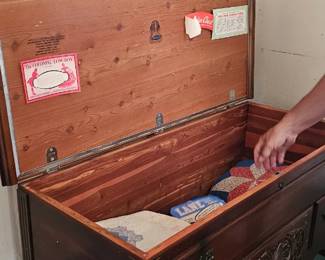 vintage lane chest and quilts