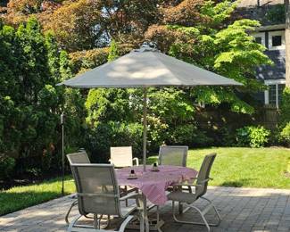 outside picnic patio furniture set with umbrella