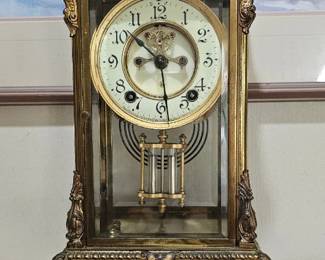 Antique Ansonia clock gilded gold crystal