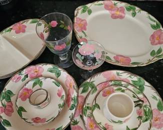 Vintage Franciscan huge set of dishes glasses Desert Rose