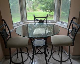 Kitchen Highboy chairs and glass top table