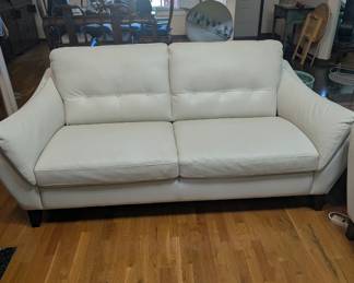2 Kanes Valentina Creme Italian Leather Sofas