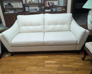 2 Kanes Valentina Creme Italian Leather Sofas
