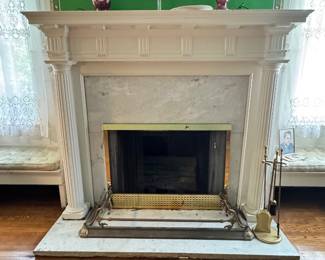 Brass Fireplace Hoop Guard & Fireplace Set