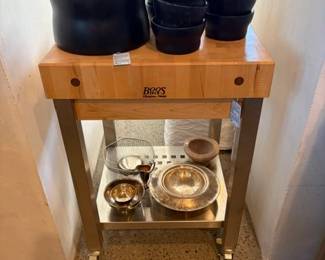 Boos rolling butcher block and Dansk salad set