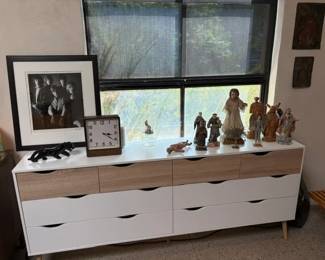Tvilum Diana 8 drawer dresser, collection of antique santo figures