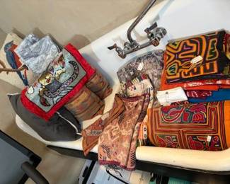 Nice vintage textiles - Haitian flags, molas, etc