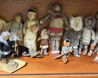 Antique Alaskan sealskin and other dolls