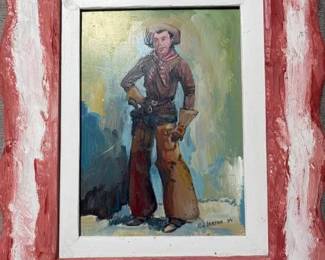 Ed Larson (1931 -) acrylic on canvas cowboy