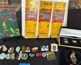 1996 Olympic Pins And Unused Tickets