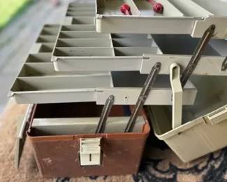 Vintage Plano 727 Fishing Tackle Box w/ Cantilever Trays & In-Fisherman Sticker