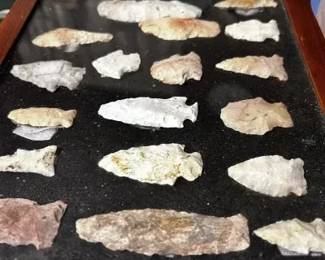 Missouri Projectile Points & Stone Artifacts in Display Case