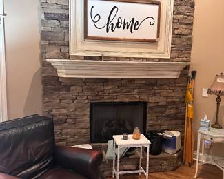Chair, end tables, and decor
