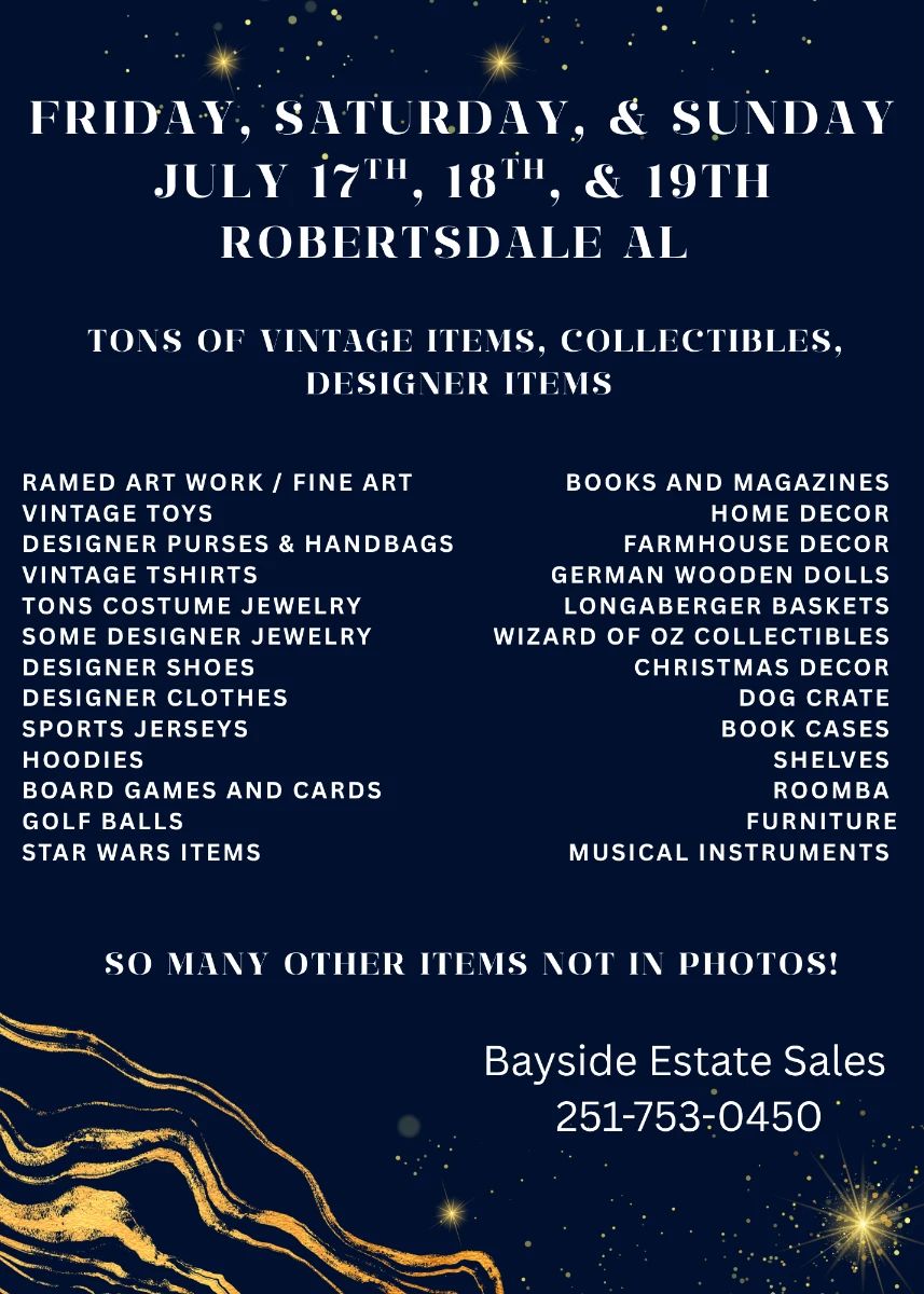 Robertsdale estate sale ad