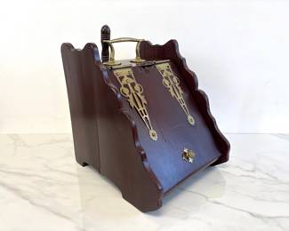 Lot 7560 Antique Wood Brass Coal Scuttle Box