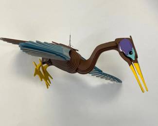 Lot 7531 Wood Folk Art Flying Bird Hanging Sculpture