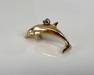 Lot 7418 14K Gold Wyland Dolphin Pendant