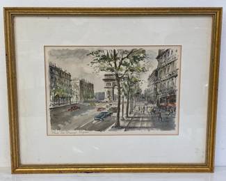Lot 7554 Champs Elysees Paris City Scene Watercolor Art Print