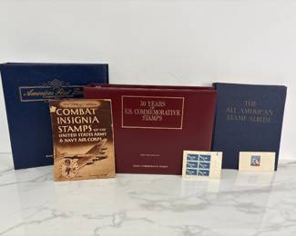 Lot 7182 Stamp Collection Disney Combat Insignia Stamps of the United States Army Navy Air Corps Stamp Collection Albums