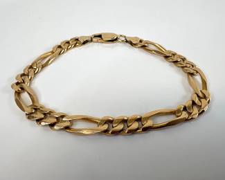Lot 7237 14K Gold Italian Figaro Chain Link Bracelet Jewelry