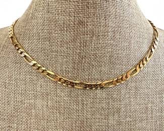 Lot 7236 14K Gold Italian Figaro Chain Link Necklace Jewelry