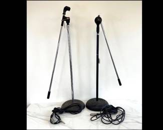 Lot 7507 Pair of Microphone Stands w XLR cables