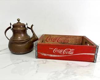 Lot 7110 Vintage CocaCola Coke Crate Copper Kettle