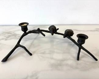 Lot 7193 Cast Iron Birds on Twig Candle Holder