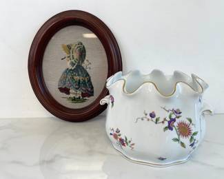 Lot 7349 Vintage Needlepoint Art Richard Ginori Italy Ice Bucket Jardiniere