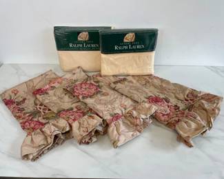 Lot 7485 Vintage Ralph Lauren Full Size FlatFitted Sheets Floral Standard Pillowcases