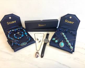 Lot 7228 Stauer Costume Jewelry Watch Necklaces Earrings Bracelet