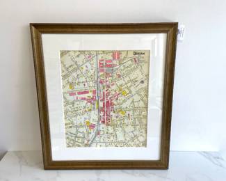 Lot 7198 Downtown Durham NC 1913 Sanborn Map Reproduction Lithograph Art