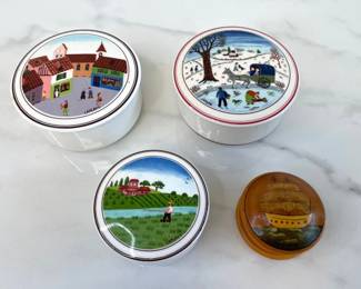 Lot 7352 Villeroy Boch Porcelaine Trinket Boxes Carved Wood Box